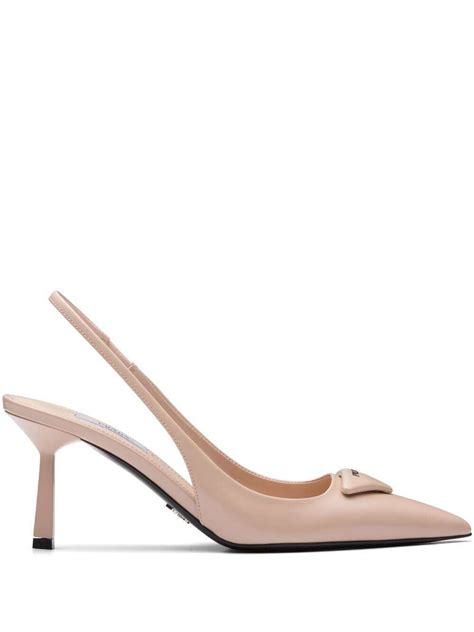 prada logo plaque slingback pumps|PRADA Brand.